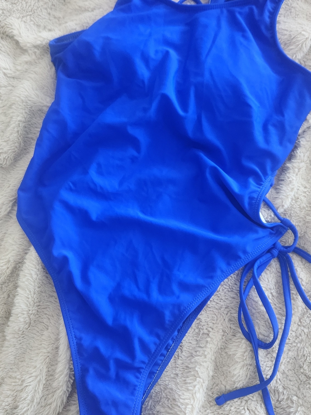 Royal Blue One-Piece Swimsuit With Laceup Detail